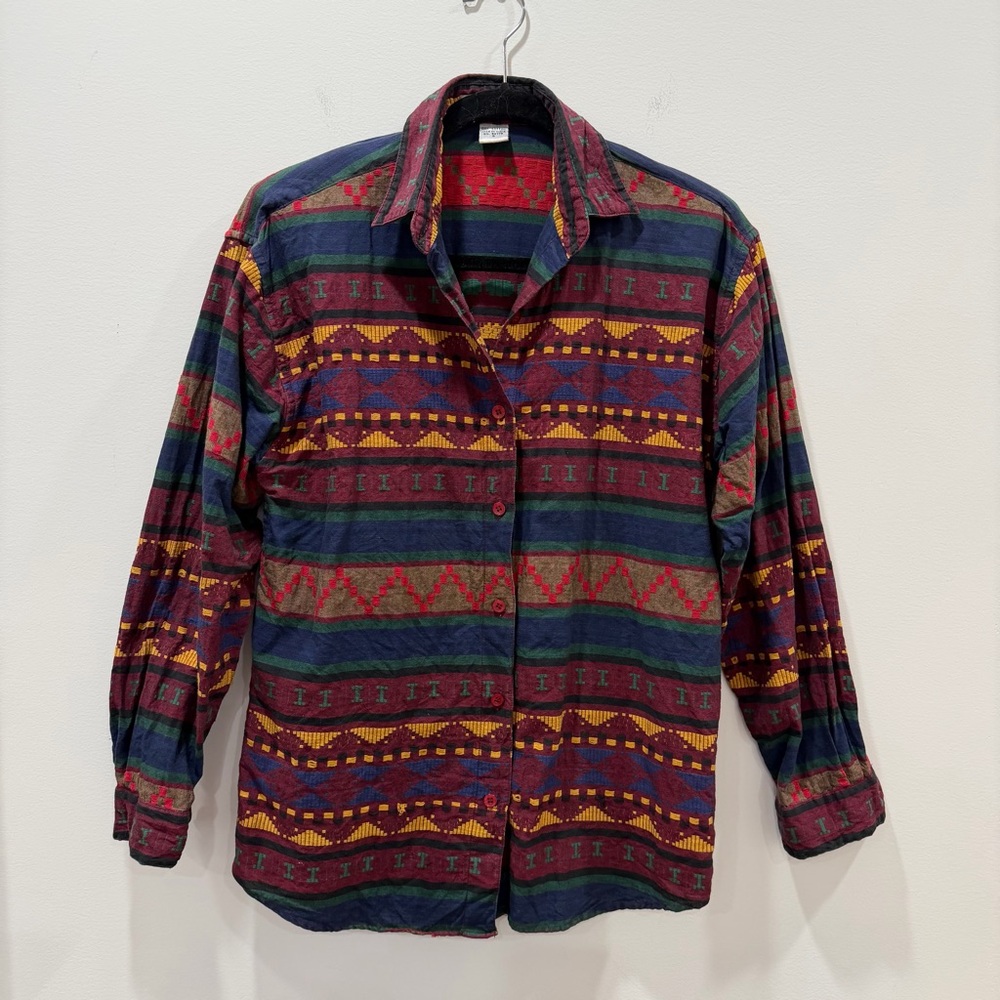 Vintage Maggie & Max small Colorful Cotton Shirt Southwest embroidery 90s boho